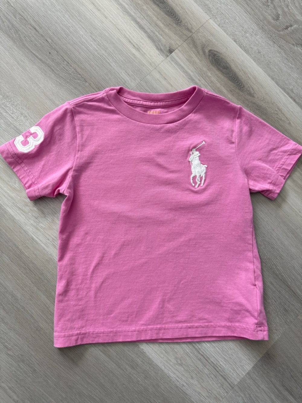Polo by Ralph Lauren Pink Short Sleeve Tee with White Polo Player Patch